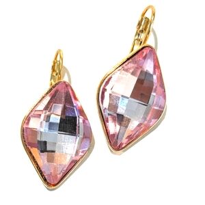 Elegant Faceted Pink and Gold Drop Earrings NWOT